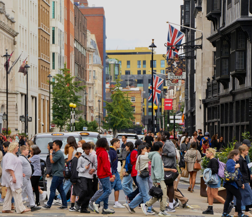 people crossing the street