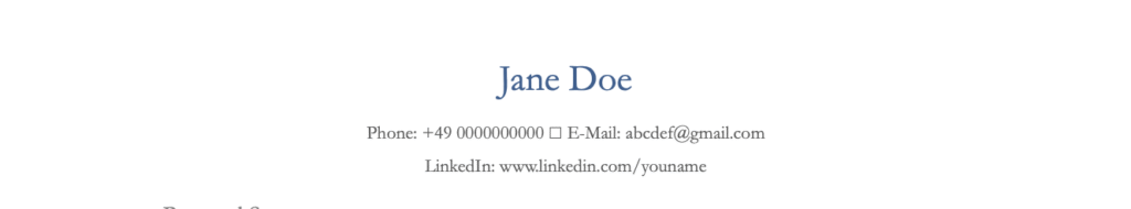 Jane doe CV