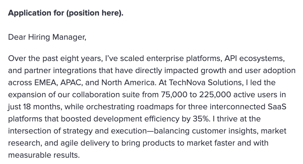 first paragraph of cover letter